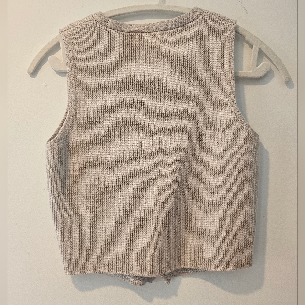 Sincerely Jules Ribbed Knit Button Front Tank Vest Medium Beige Boho - Picture 3 of 4